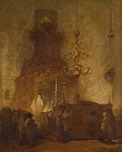 Interiør i en tysk synagoge i Haag, 1875-80