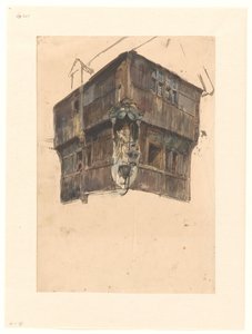 Undersøgelse af øverste etage i et hjørnehus af Johannes Bosboom