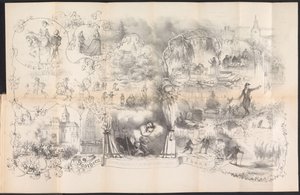 Tegnefilm i Leiden studenteralmanak, 1856 Drømme fra maskeradenatten (titel på objekt)