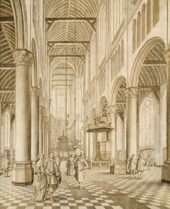 Interiør af den nye kirke, Delft af Johannes Coebermans