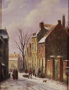 Vinter gade scene af Johannes Franciscus Spohler