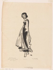 Begyndelsen af ​​dansen, den stigende (original titel på objektet) Javanesisk danser (original serietitel på objekt) af Johannes Frederik Engelbert ten Klooster (signed by artist)