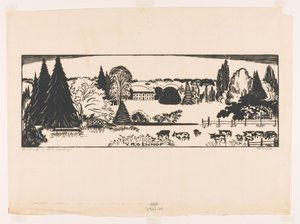 Landskab i Sydlimburg (original titel på objektet) Vroenhof (titel på objekt) af Johannes Frederik Engelbert ten Klooster (signed by artist)