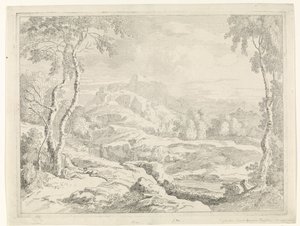 Landskab med hyrder Landskaber efter Gaspar Poussin (serietitel) af Johannes Glauber