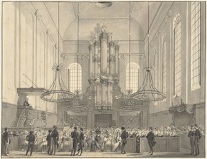 Prof. dr. van der Palm prædiker i den lutherske kirke i Haag for kongefamilien, 1828 af Johannes Hari (I)