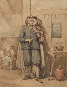 A Fiddler in a Tavern, with Three Men in the Background, midten af det 19. århundrede. af Johannes Hendrik van West