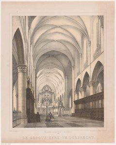 Interiør af Grote Kerk i Dordrecht Den store kirke i Dordrecht (titel på objekt) af Johannes Hermanus van der Heijden