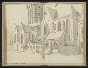 Højre facade af Jacobikerk i Utrecht af Johannes Huibert Prins