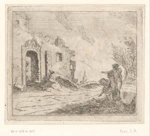 Tegner ved en ruin af Johannes Huibert Prins