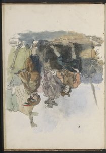 Tre mænd på en kaj af Johannes Huybertus van Hove Bzn