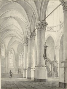 Interiør af den nye kirke i Delft af Johannes Jelgerhuis
