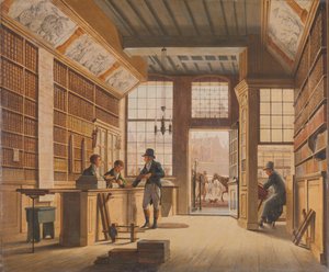 Boghandlerens butik Pieter Meijer Warnars på Vijgendam i Amsterdam Pieter Meijer Warnars (1792-1869) boghandel på Vijgendam, Amsterdam