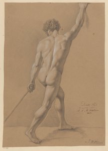 Stående nøgen mand, set bagfra (3. præmie 1812) af Johannes Joseph Maria Watrin
