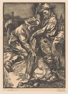 Bygningsarbejdere i gang med pæling af Johannes Josephus Aarts (signed by artist)