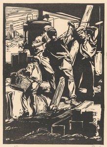 Fire digearbejdere af Johannes Josephus Aarts (signed by artist)