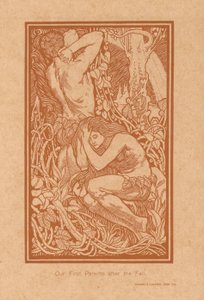 Adam og Eva na de zondeval Vores første forældre efter faldet (titel på objekt) af Johannes Josephus Aarts