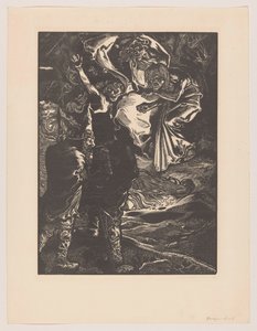Macbeth og Banquo møder de tre hekser af Johannes Josephus Aarts