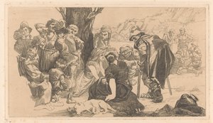 Mænd, kvinder og børn ved et træ af Johannes Josephus Aarts