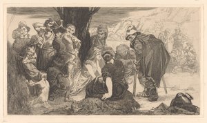 Mænd, kvinder og børn ved et træ af Johannes Josephus Aarts