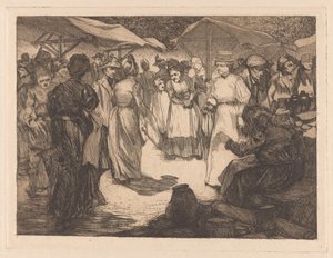 Markedsscene med mænd og kvinder af Johannes Josephus Aarts