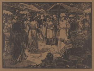 Markedsscene med mænd og kvinder af Johannes Josephus Aarts