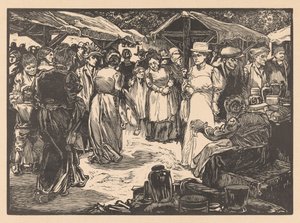 Markedsscene med mænd og kvinder af Johannes Josephus Aarts
