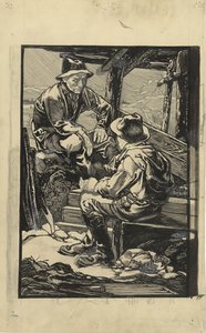 To digearbejdere i en plankehytte af Johannes Josephus Aarts