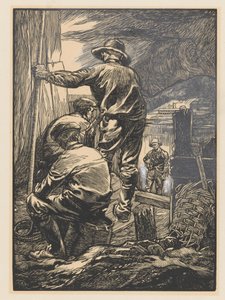 Fire arbejdere ved vandet af Johannes Josephus Aarts