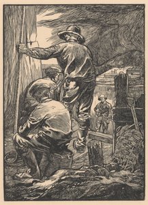 Fire arbejdere ved vandet af Johannes Josephus Aarts