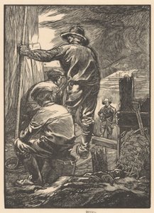 Fire arbejdere ved vandet af Johannes Josephus Aarts