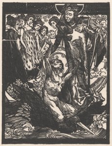 Kvindefigurer med mand på fugleryg af Johannes Josephus Aarts