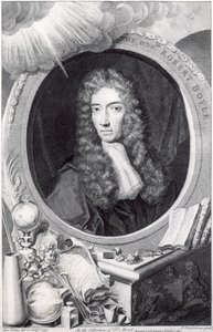 Portræt af den ærede Robert Boyle (1627-91) indgraveret af George Vertue (1684-1756) 1749 af Johannes Kerseboom