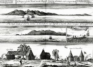 A Prospect of the Road in the Bay of Sierra Liona, en illustration fra bind 5 af Awnsham og John Churchills 