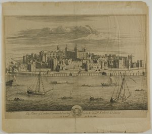 Tower of London, planche fem fra Britannia Illustrata af Johannes Kip
