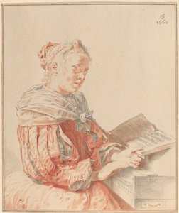 Ung pige ved tastaturet, 1767.