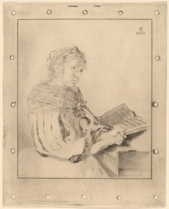 Ung pige ved tastaturet, 1767. af Johannes Kornlein