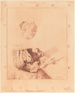 Ung pige ved tastaturet, 1767. af Johannes Kornlein