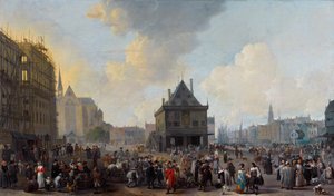 Hollandsk: Dam-pladsen, set fra nord, med det nye rådhus under opførelse af Johannes Lingelbach