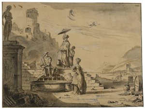 Havnescene af Johannes Lingelbach