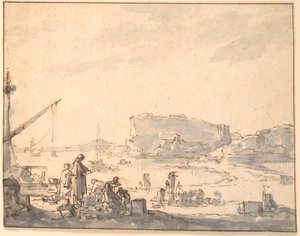 Havnelandskab af Johannes Lingelbach