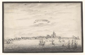 Udsigt over Colombo De Stadt og Kastel Von Colombo. On The Eijland Ceijlon (titel på objekt) af Johannes Rach (possibly)