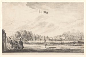Udsigt over slusen ved Diestpoort i Batavia Vüe ​​​​de L