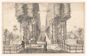 Udsigt over landstedet Weltevreden i Batavia Weldt Vried (titel på objekt) af Johannes Rach