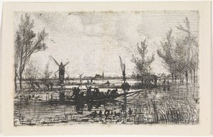 hollandsk landskab af Johannes Tavenraat