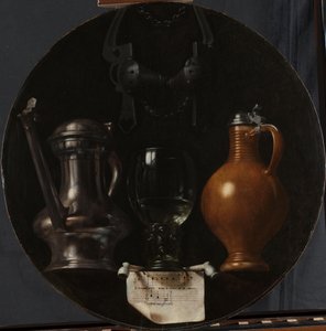Emblematisk stilleben med flag, glas, kande og trense Emblematisk stilleben med flagon, glas, kande og trense af Johannes Torrentius