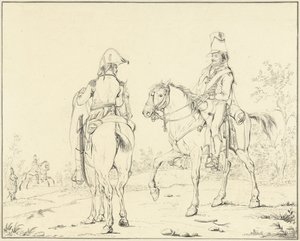 To franske kavalerister til hest af Johannes Vinkeles