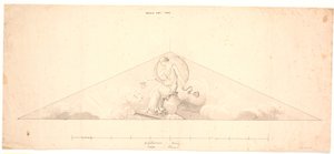 Aurora. Udkast til frontonrelief på Harsdorffs palæ, Kgs. Nytorv af Johannes Wiedewelt