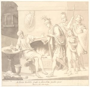 "M. Curius Dantatus foragter de Samnitiske Gesanters Gaver./ Plutach: in vita. Censor Cato."