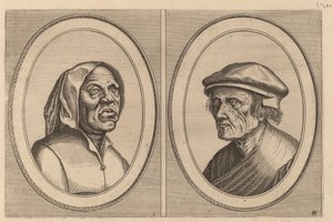 "Baef Schol-becx" og "Spruyt Vroegh-beverven" af Johannes and Lucas van Doetechum after Pieter Bruegel the Elder
