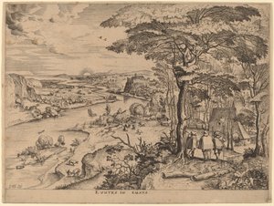 Pilgrimmene til Emmaus af Johannes and Lucas van Doetechum after Pieter Bruegel the Elder